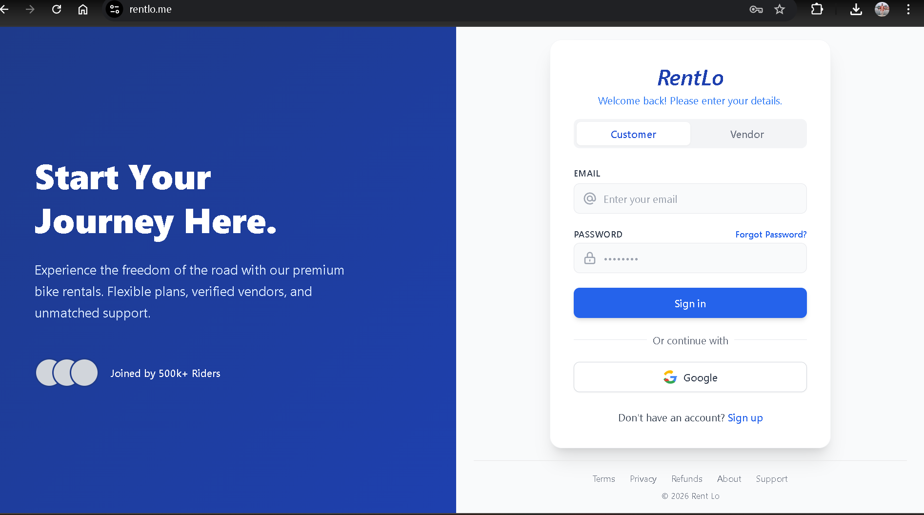 Screenshot of Rentlo project